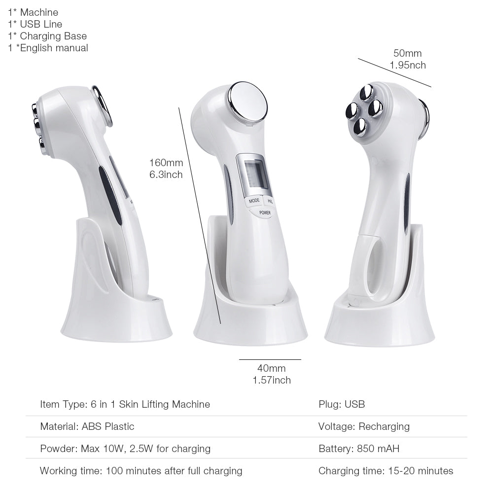 Skin Massage Beauty Device 6-in-1 LED