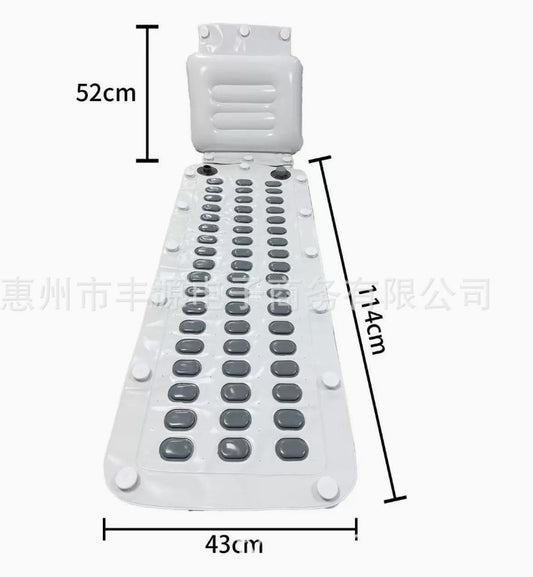 Measurement chart of a white and gray plastic product with dimensions labeled.