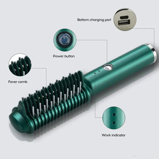 Electric Hair Comb Dual-Purpose for Curling & Straightening